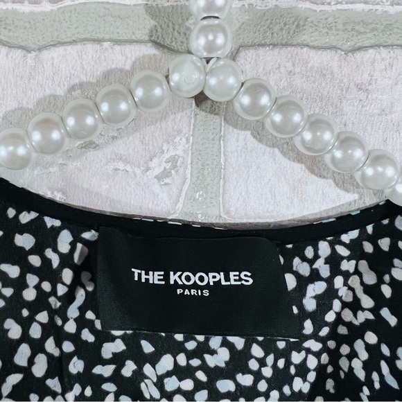 The Kooples Short Sleeve Wrap Patterned Mini Wrap Dress in Blue and Black Size 0 - Picture 5 of 12